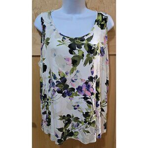J. Jill Wearever Collection Floral Print Womens Tank Top Size L fairycore